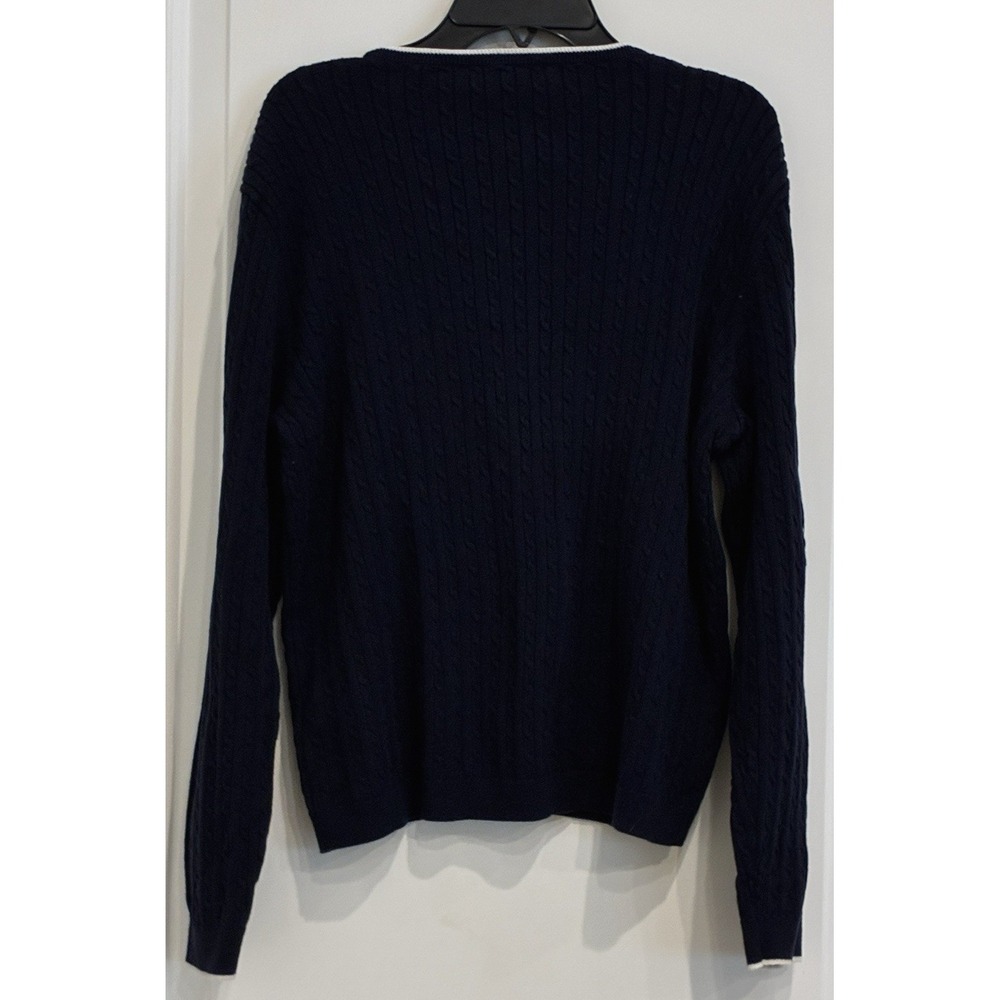Lauren Ralph Lauren Womens Cable Knit Sweater XL Navy V-Neck Old Money Preppy - Picture 3 of 11